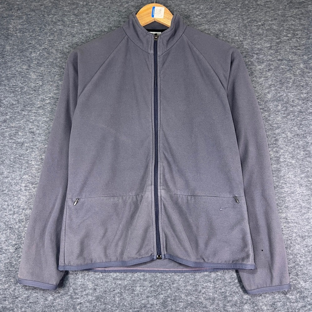 Nike Therma-FIT Fleece Jacket Womens Small Purple Grey Fair Full Zip Mock Neck